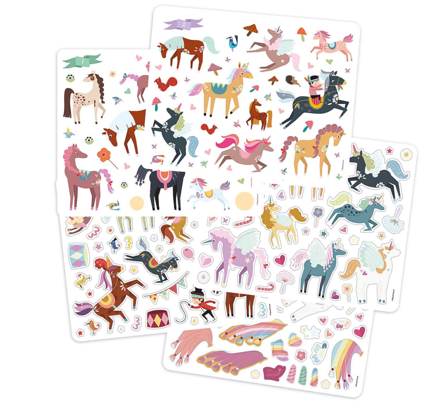 200 Stickers - Unicorni e cavalli