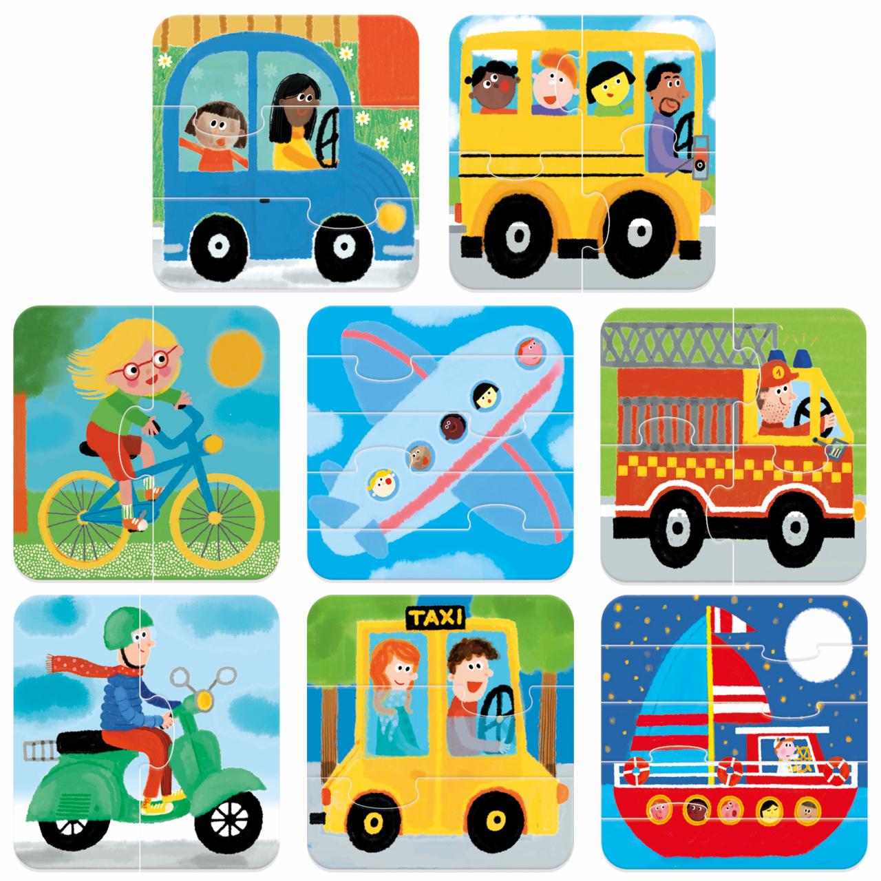 8 Progressive Puzzle - Vehicles - Centroscuola