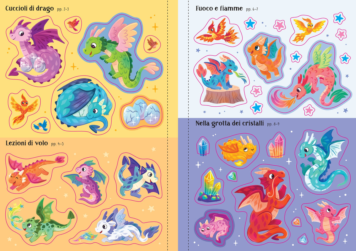 Piccoli libri con adesivi luccicanti - Draghi - Usborne - pagine interne