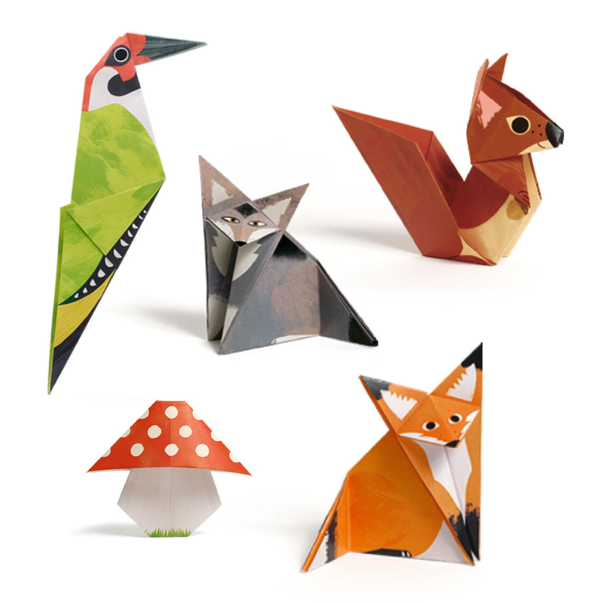 Origami Passeggiata nel Bosco - animali di carta piegata