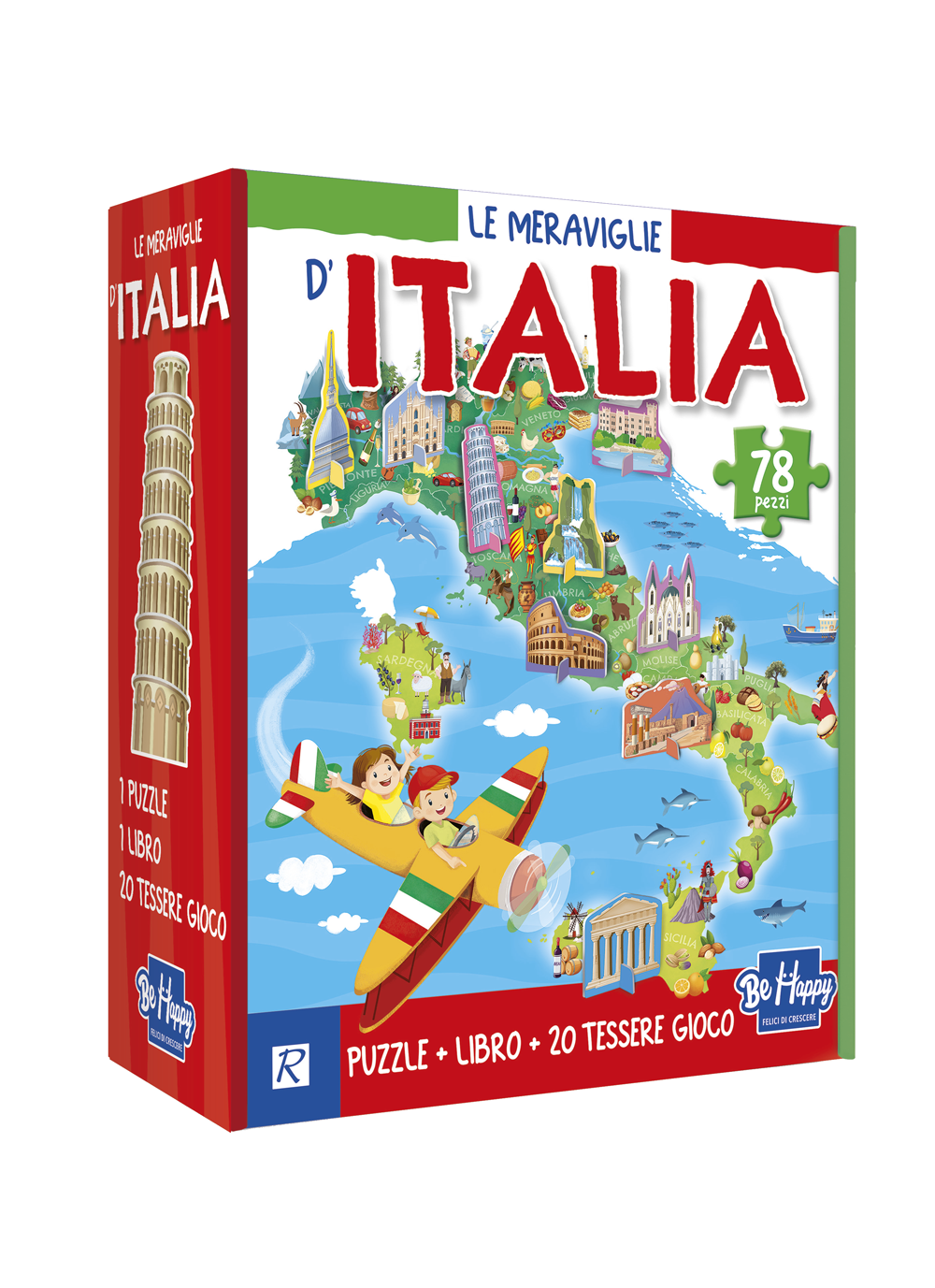 Le meraviglie d'Italia - libro e puzzle - Be Happy Raffaello