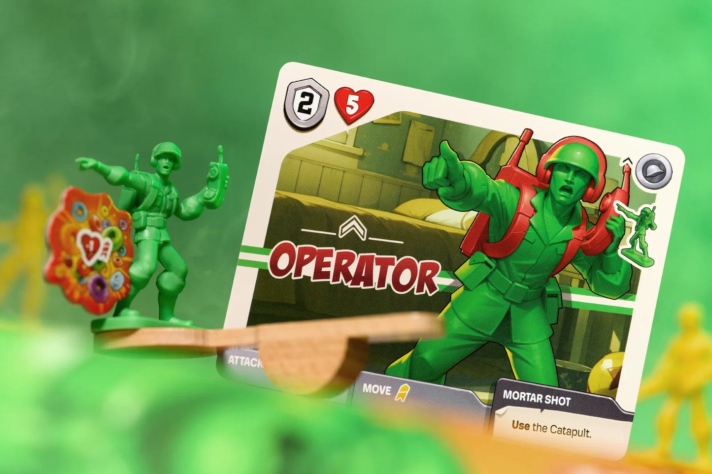 Solda-Tiny - carta personaggio Operatore con catapulta, gioco da tavolo Mancalamaro