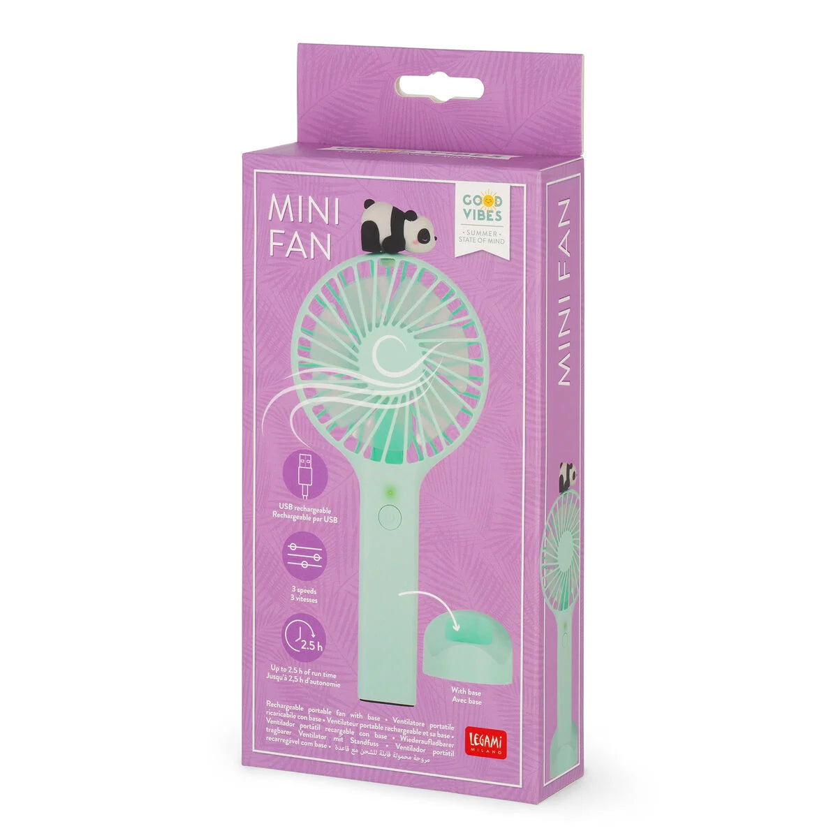 Ventilatore Portatile Ricaricabile con Base Panda - Centroscuola