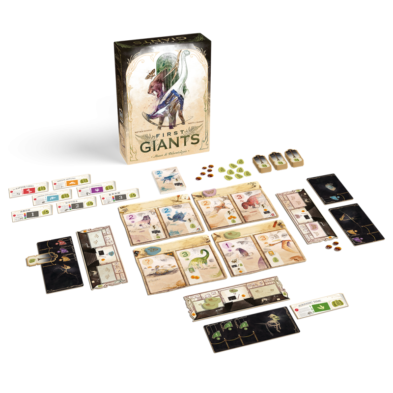 First Giants - contenuto della scatola e componenti di gioco, Asmodee