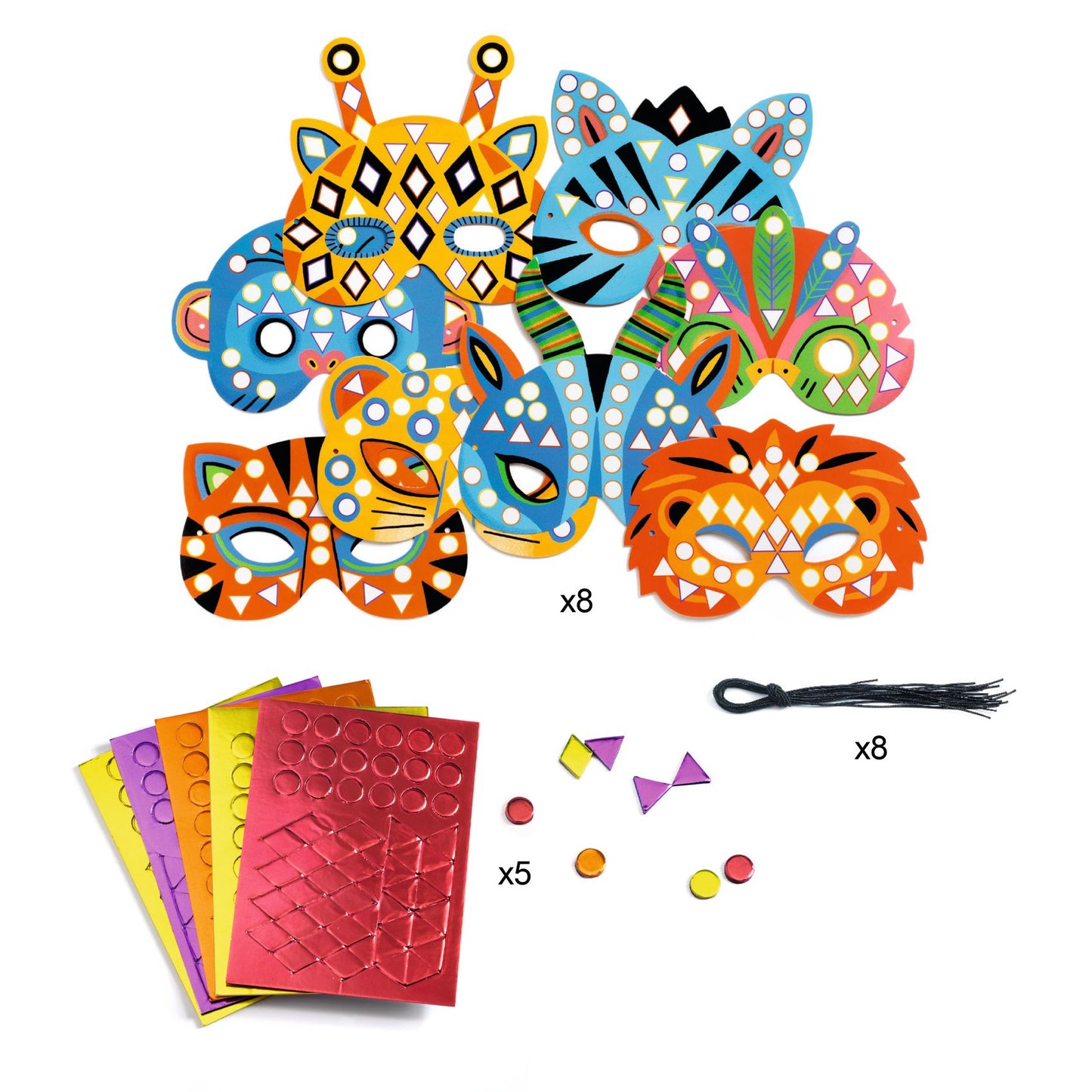 Maschere a mosaico Jungle animals - Do it yourself - Centroscuola
