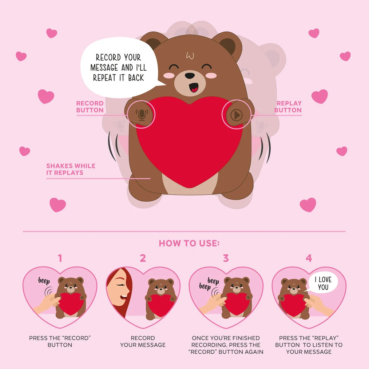 Peluche con registrazione vocale - San Valentino