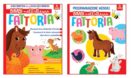 Copertina della Guida Didattica Bimbi nell'allegra fattoria per la scuola dell'infanzia, Tre Sei Scuola