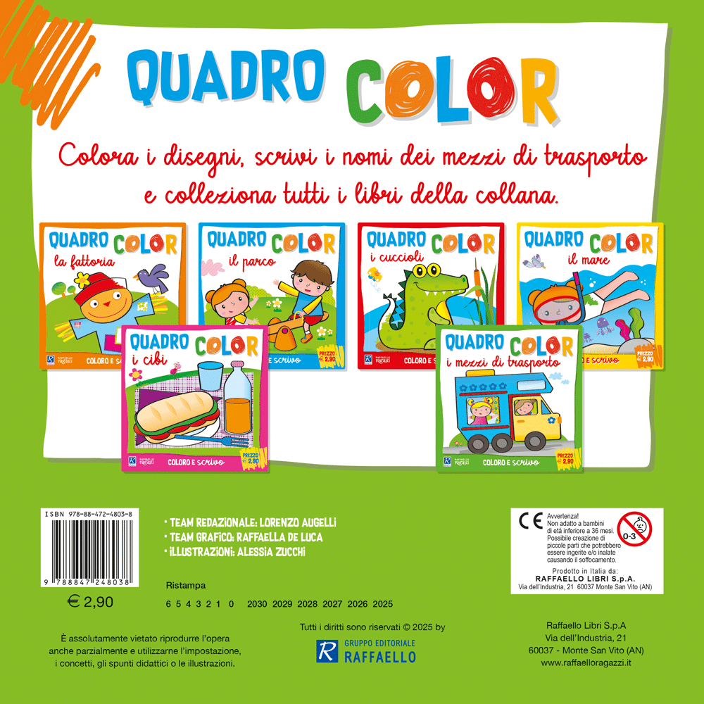 Quadro color - I mezzi di trasporto, retro copertina, Raffaello