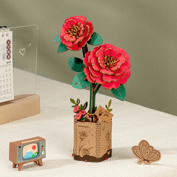 Wooden Flower - Red Camellia
