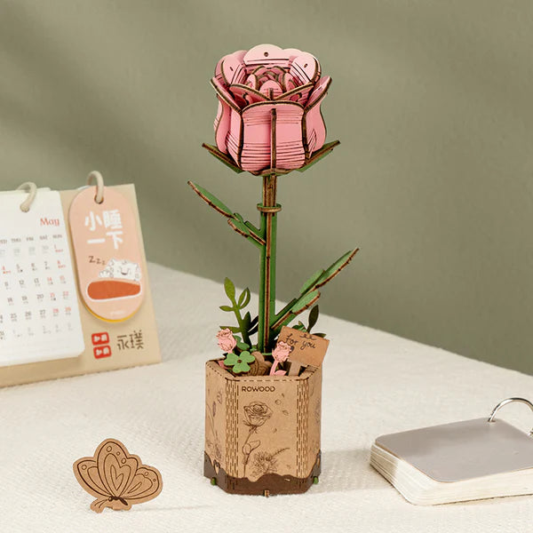 Wooden Flower - Pink Rose