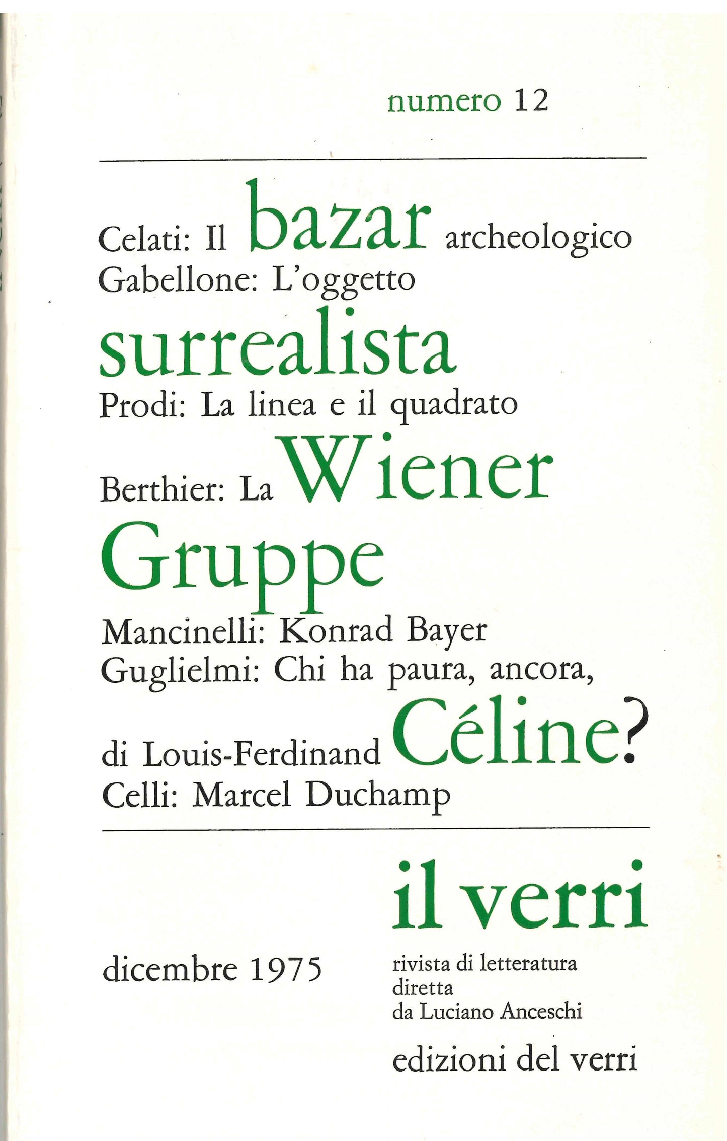 Rivista Il Verri - Quinta serie 1975 n 12 - Centroscuola
