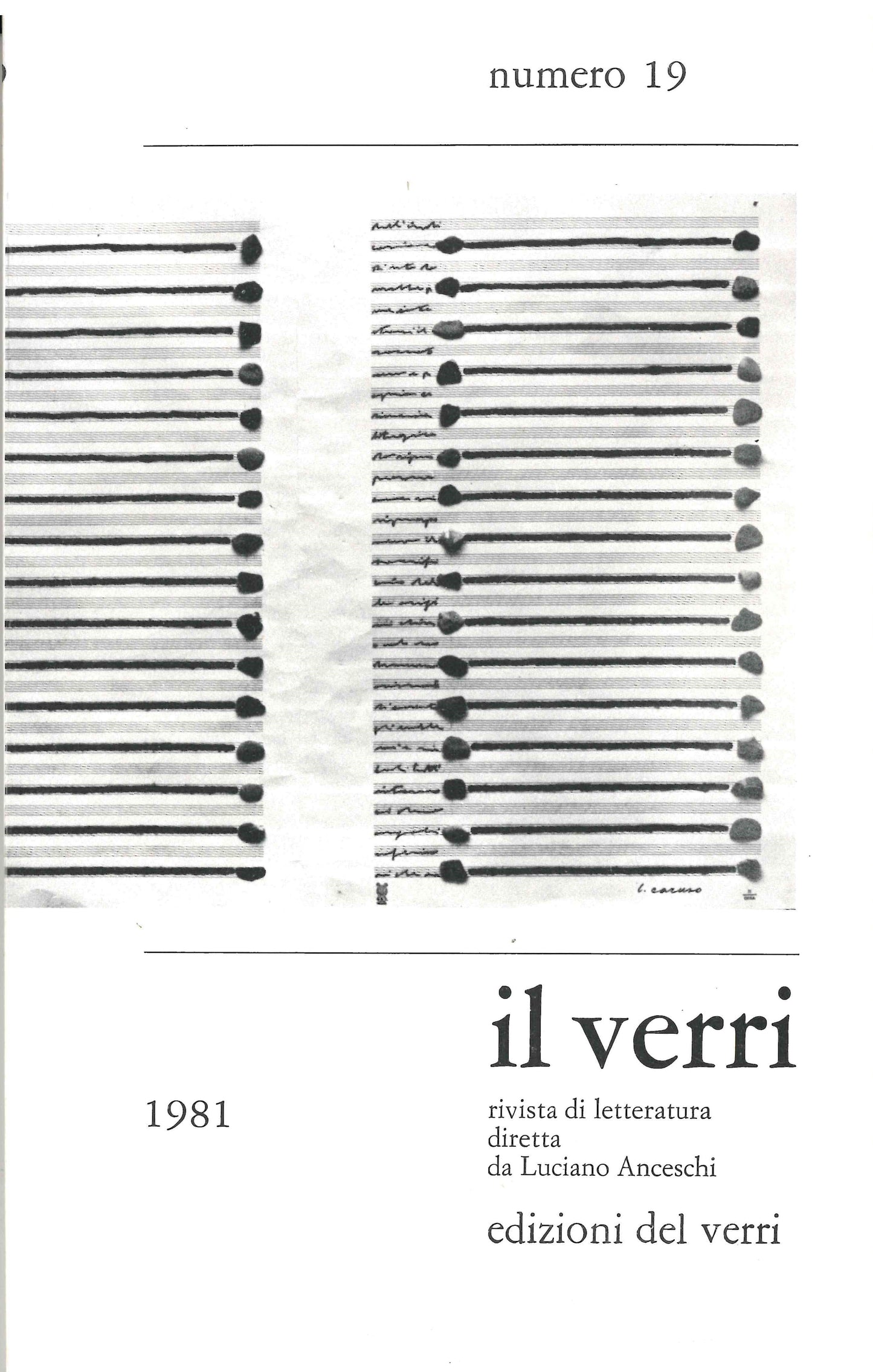Rivista Il Verri - Sesta serie 1981 n 19 - Centroscuola