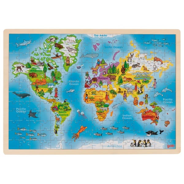 Puzzle con base in legno - Il mondo - Centroscuola