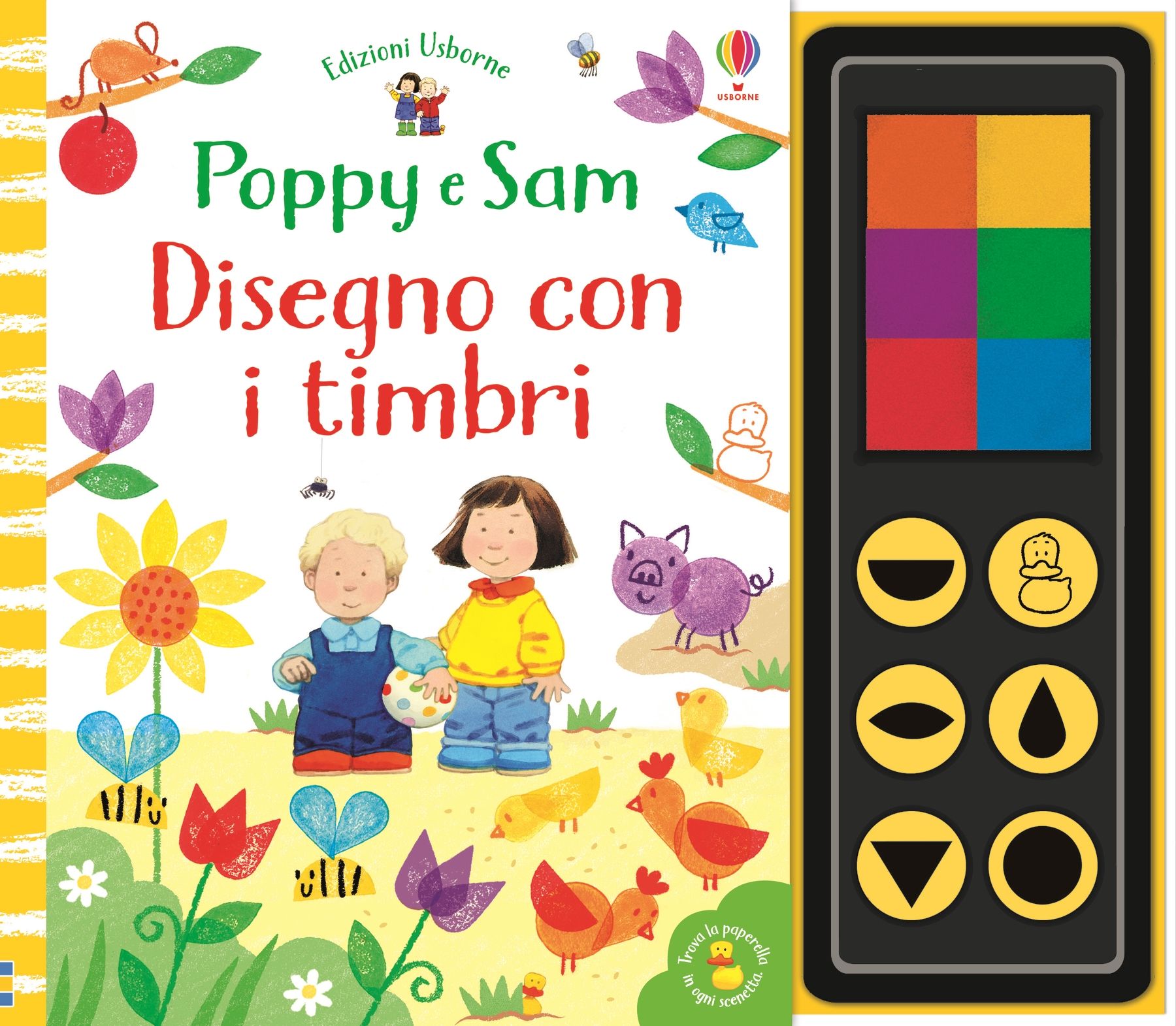 Multiprint 18965 Set Creativo Per Bambini Con 4 Timbri, Inchiostro Lavabile, 60 Pennarelli Giotto Turbo Color, Sticker E Album