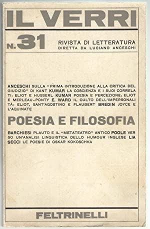 Rivista Il Verri - Quarta serie 1969 n 31 - Centroscuola