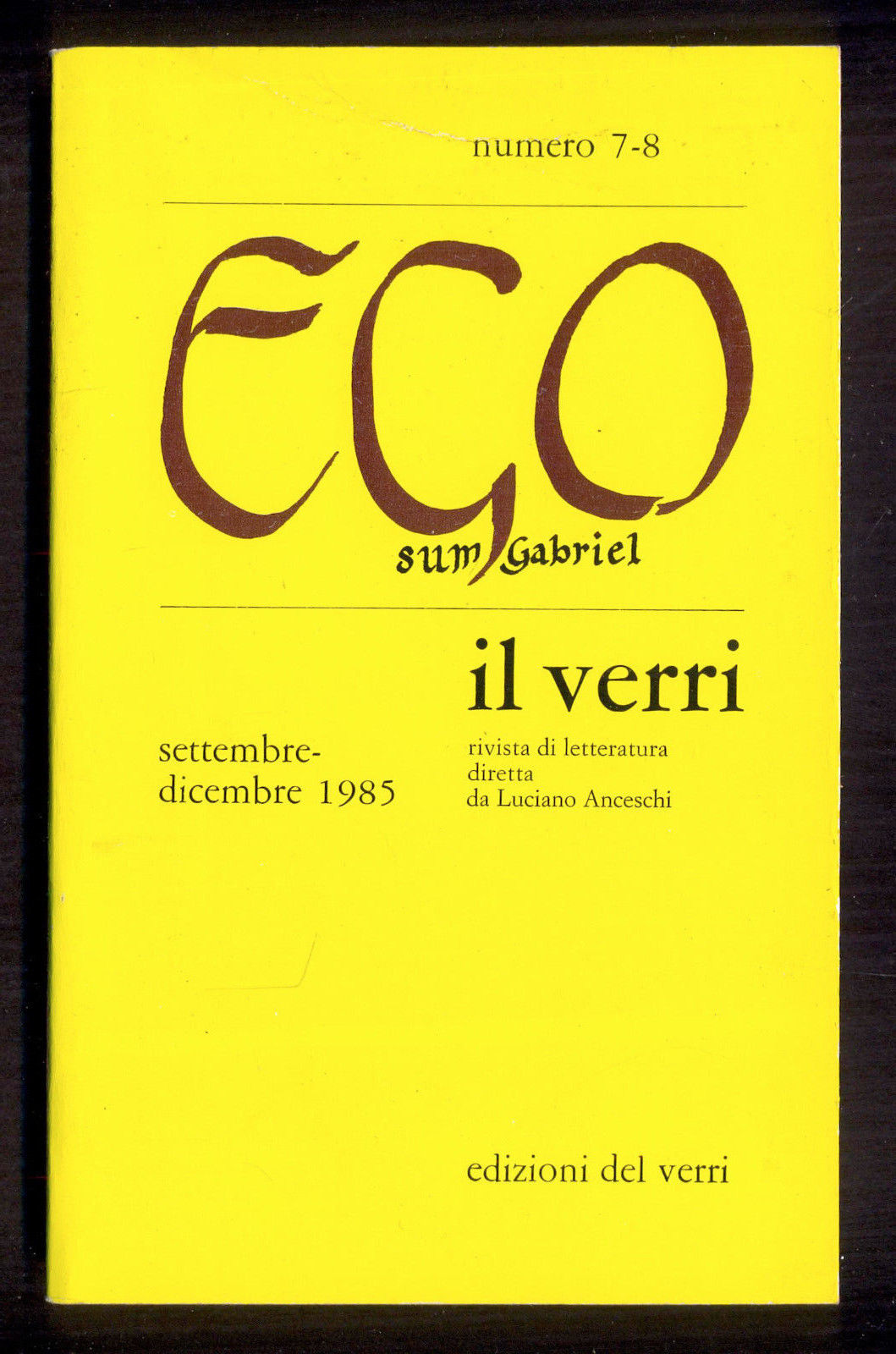 Rivista Il Verri - Settima serie 1985 n 7-8 - Centroscuola