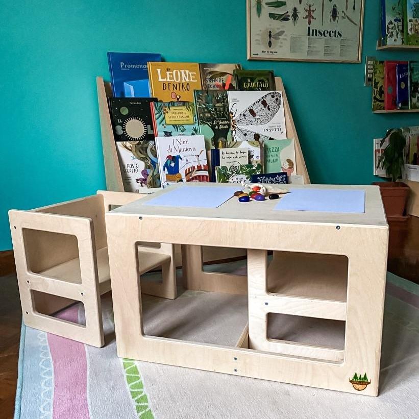 Tavolino con 2 seggioline Montessori