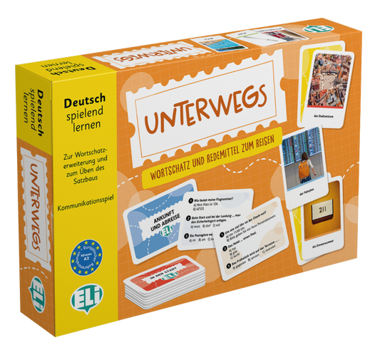 Copertina di Unterwegs, gioco linguistico ELI per l'apprendimento del tedesco