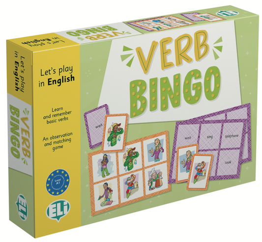 Copertina del gioco Verb Bingo ELI per l'apprendimento dei verbi in inglese