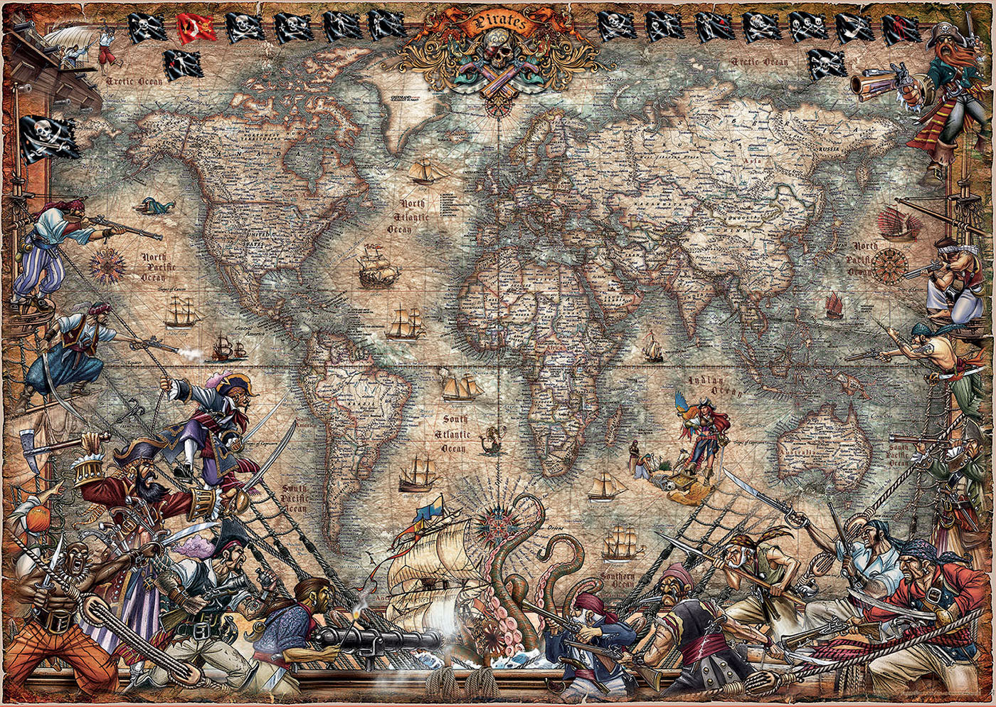 Puzzle 2000 pezzi Pirates Map