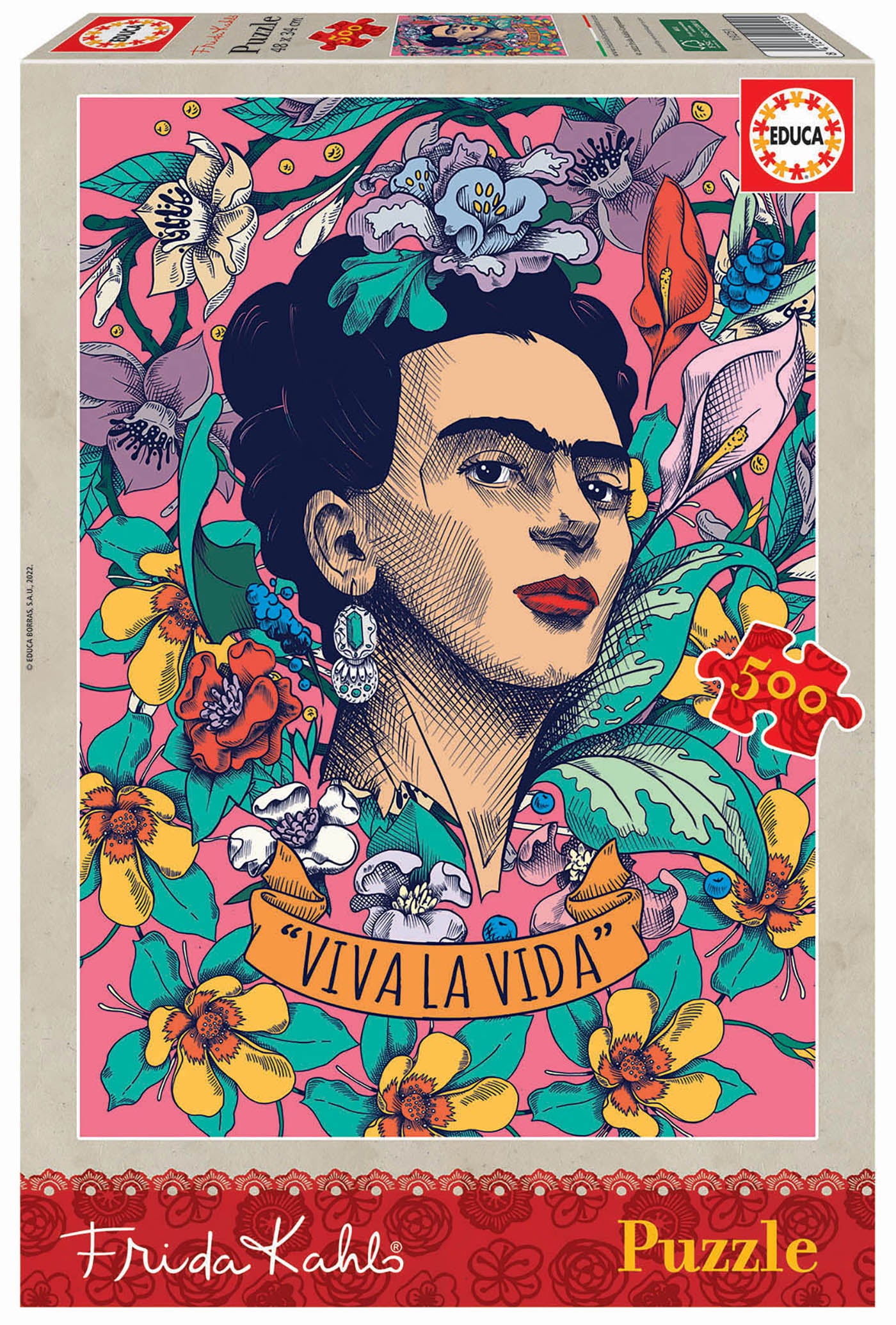 Puzzle 500 pezzi “Viva la Vida” Frida Kahlo - Centroscuola