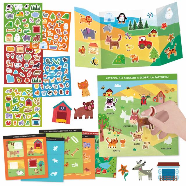 Scuola Stickers Animali e Ambienti - Headu - scenario e stickers