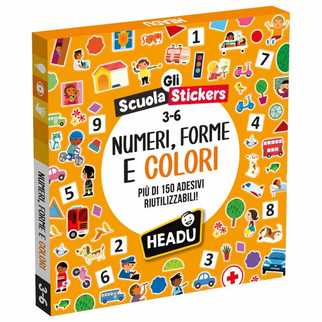 Scuola Stickers Numeri Forme e Colori - Headu - confezione