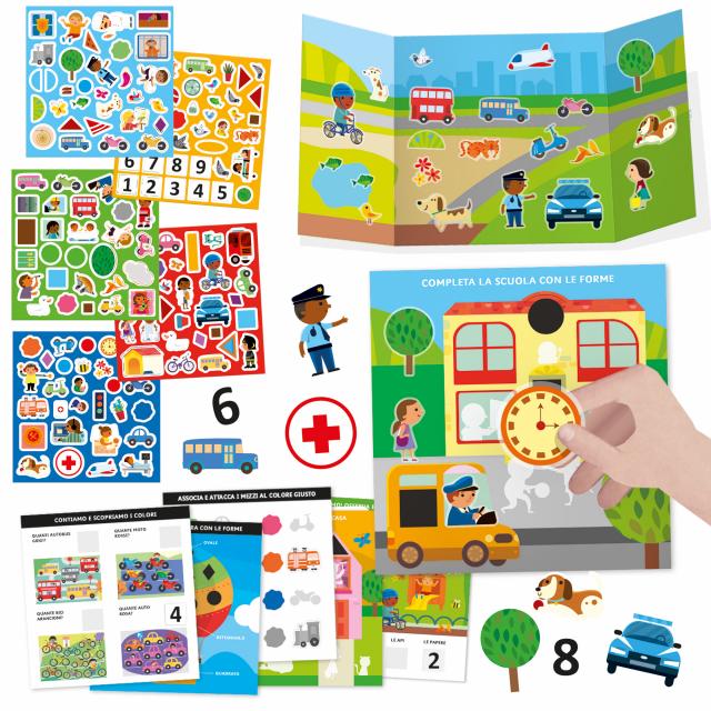 Scuola Stickers Numeri Forme e Colori - Headu - scenario e stickers