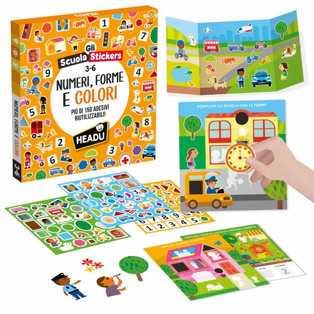 Scuola Stickers Numeri Forme e Colori - Headu - schede attività
