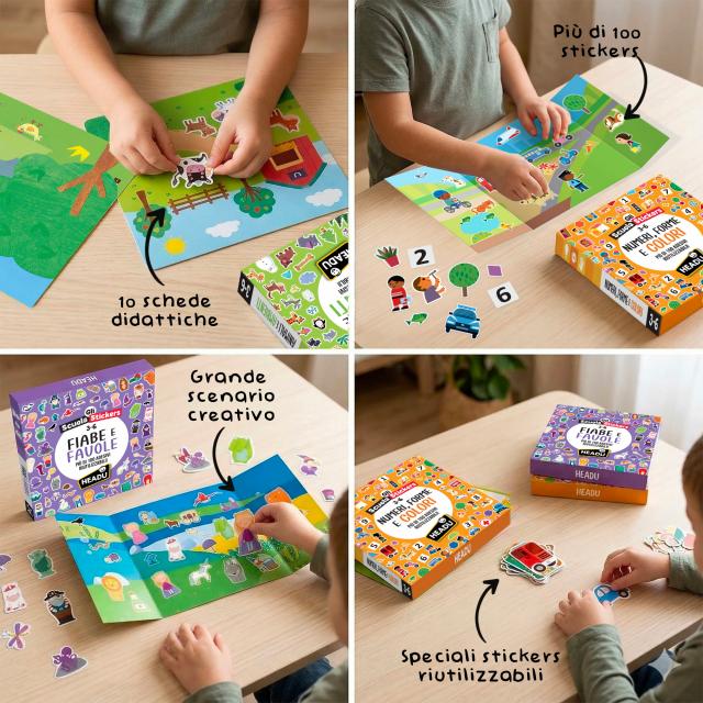 Scuola Stickers Le Mie Prime Parole - Headu - bambino che gioca