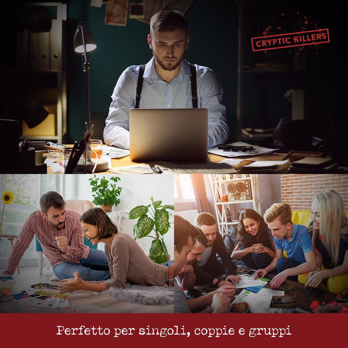 Omicidio di una Milionaria - persone che giocano da sole, in coppia e in gruppo al gioco investigativo Cryptic Killers