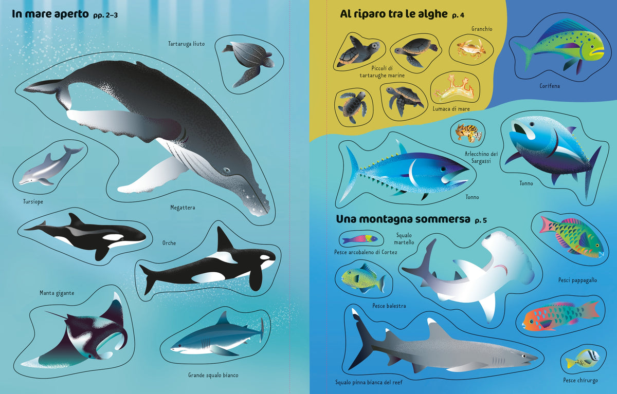 Libri con adesivi - Animali marini - Usborne - pagine interne