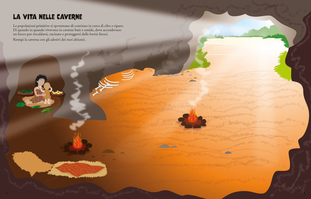 Libri con adesivi - I cavernicoli - Usborne - pagine interne