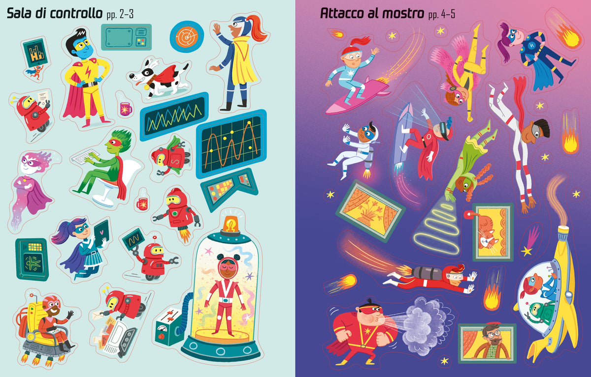 Libri con adesivi - Supereroi - Usborne - pagine interne