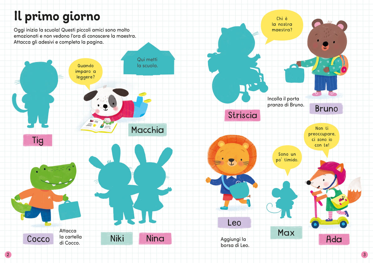 Il primo giorno di scuola - con adesivi - Usborne - pagine interne
