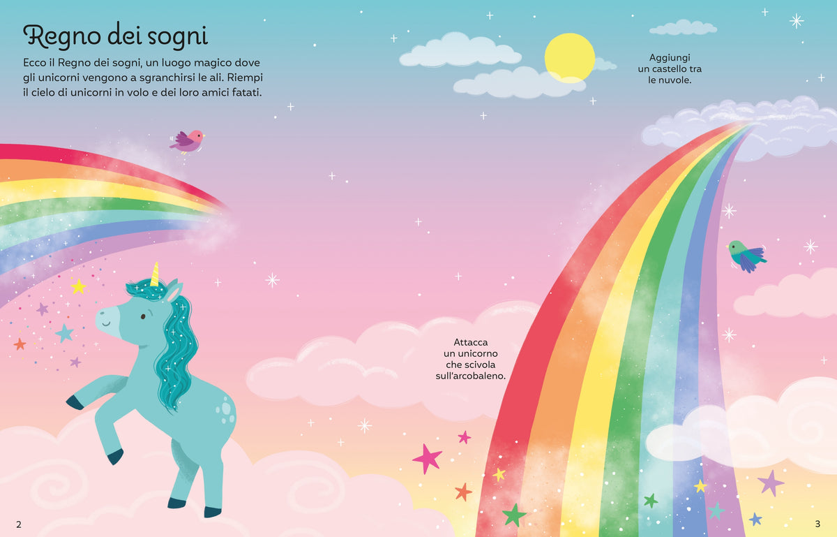 Grandi adesivi luccicanti - Unicorni - Usborne - pagine interne
