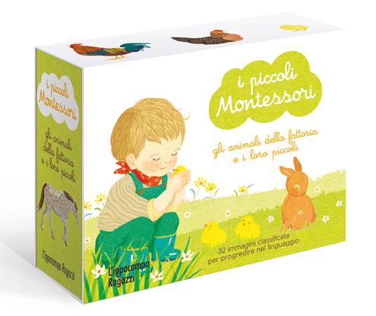 Gli animali della fattoria e i loro piccoli - I piccoli Montessori - L'Ippocampo - copertina alta risoluzione