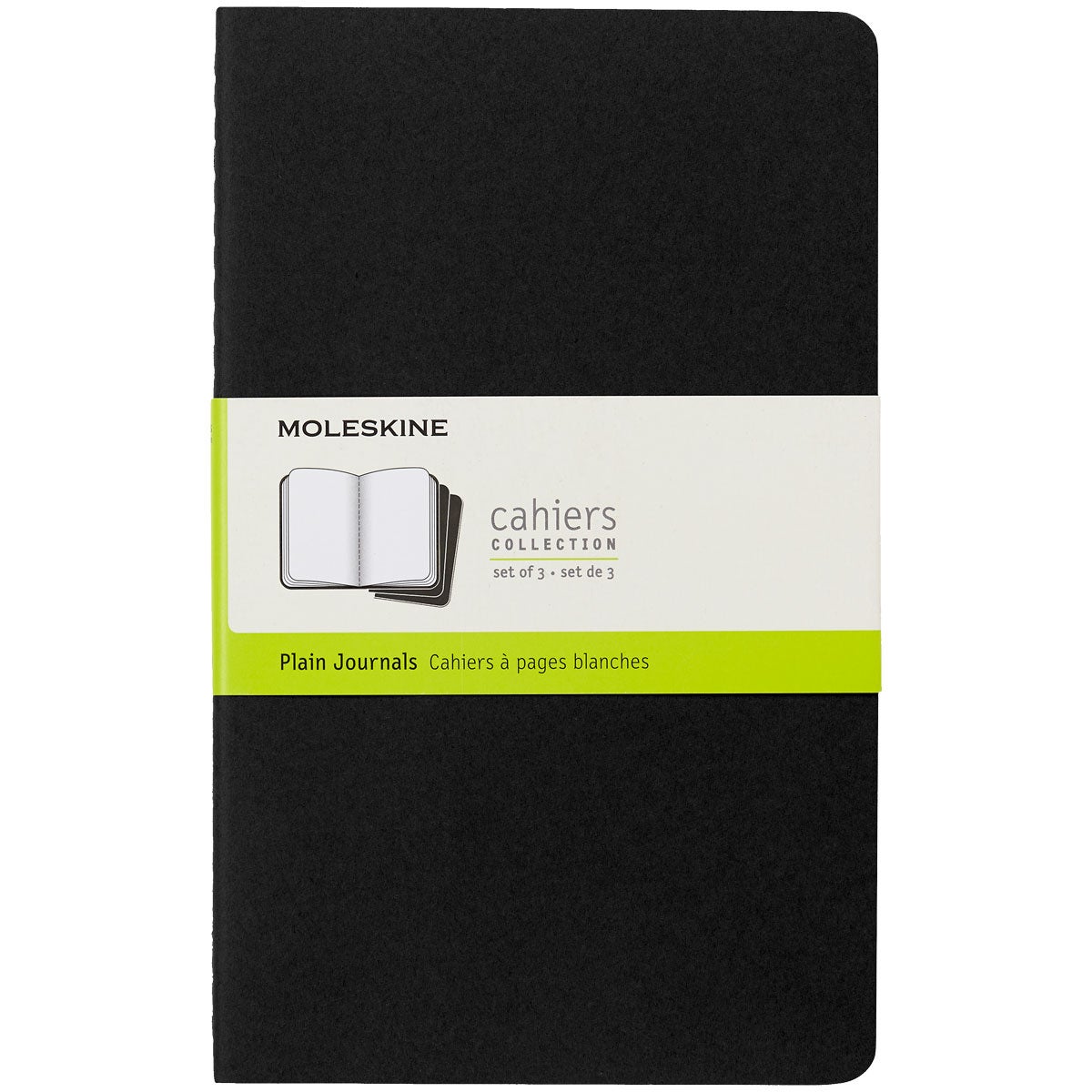 Moleskine Cahier Large 13x21 set 3 quaderni pagine bianche copertina nera - Centroscuola