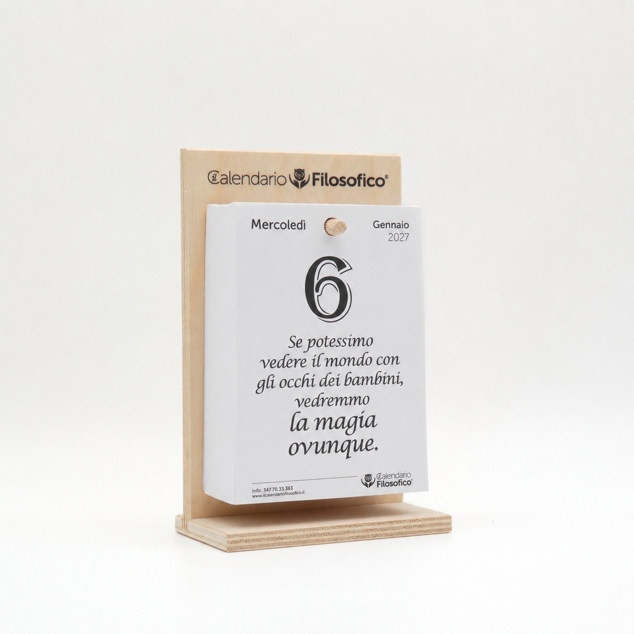 Calendario Filosofico 2027 con supporto in legno - pagina interna