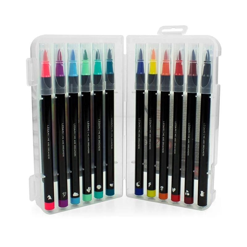 Set di 12 Pennarelli con Punta Pennello - Brush Markers Bright