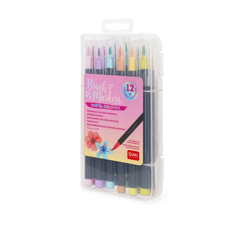 Set di 12 Pennarelli con Punta Pennello - Brush Markers Pastel