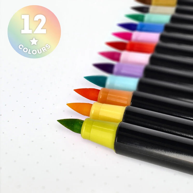 Set di 12 Pennarelli con Punta Pennello - Brush Markers Pastel