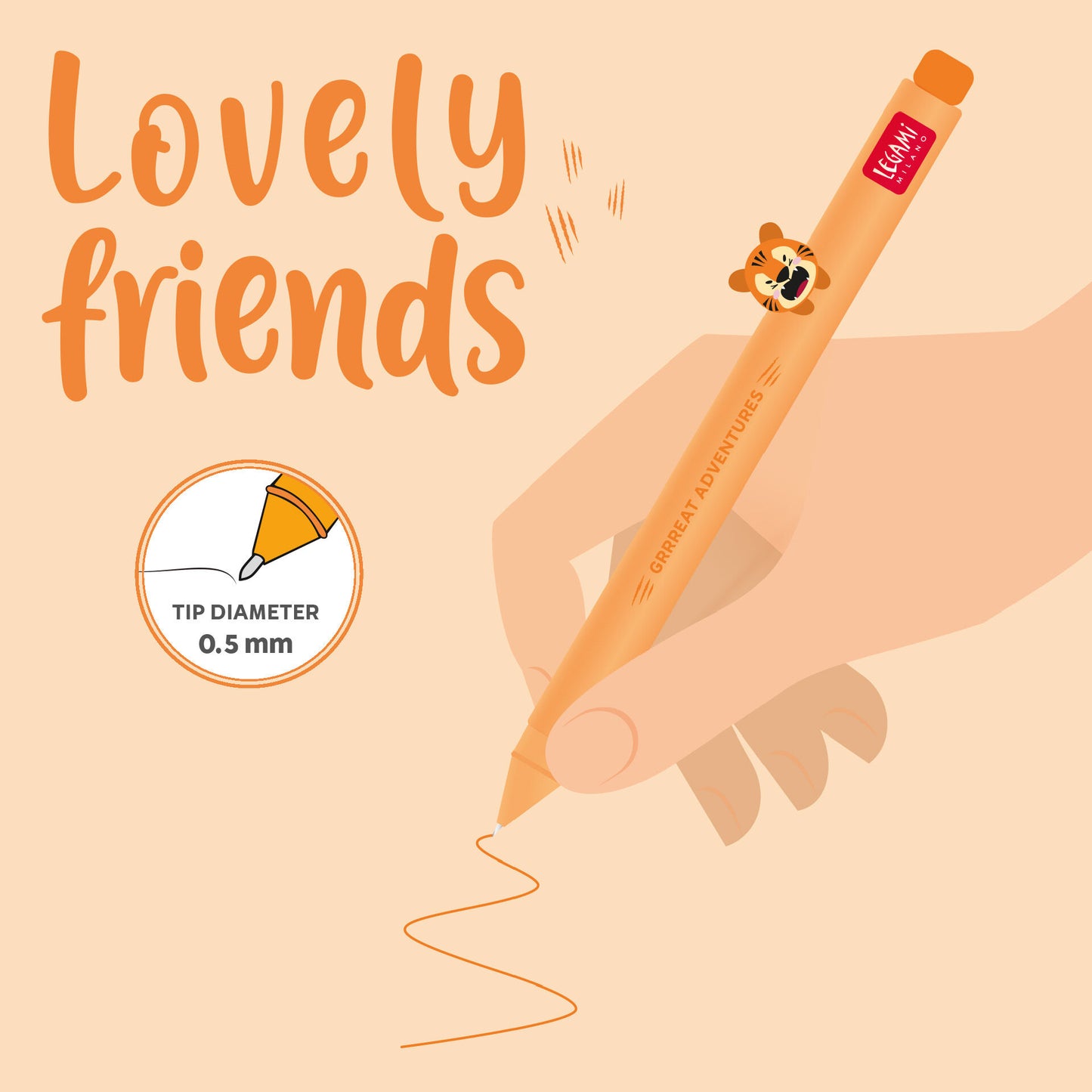 Penna Gel Lovely Friends Tiger Legami - vista 3
