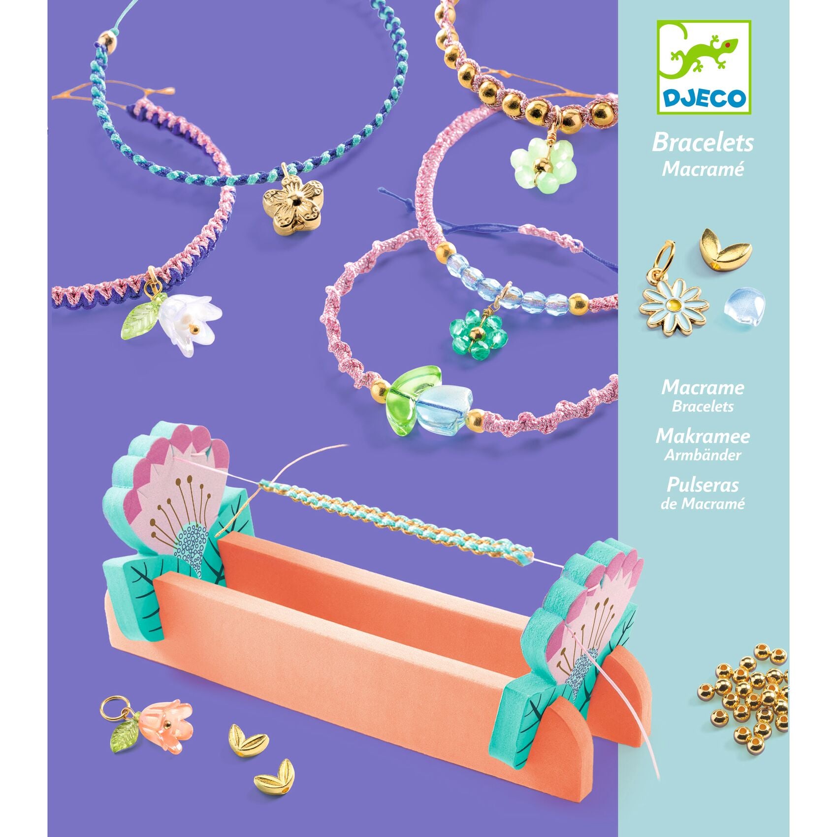 Bracciali Macramè Djeco Blu - fronte confezione con telaio