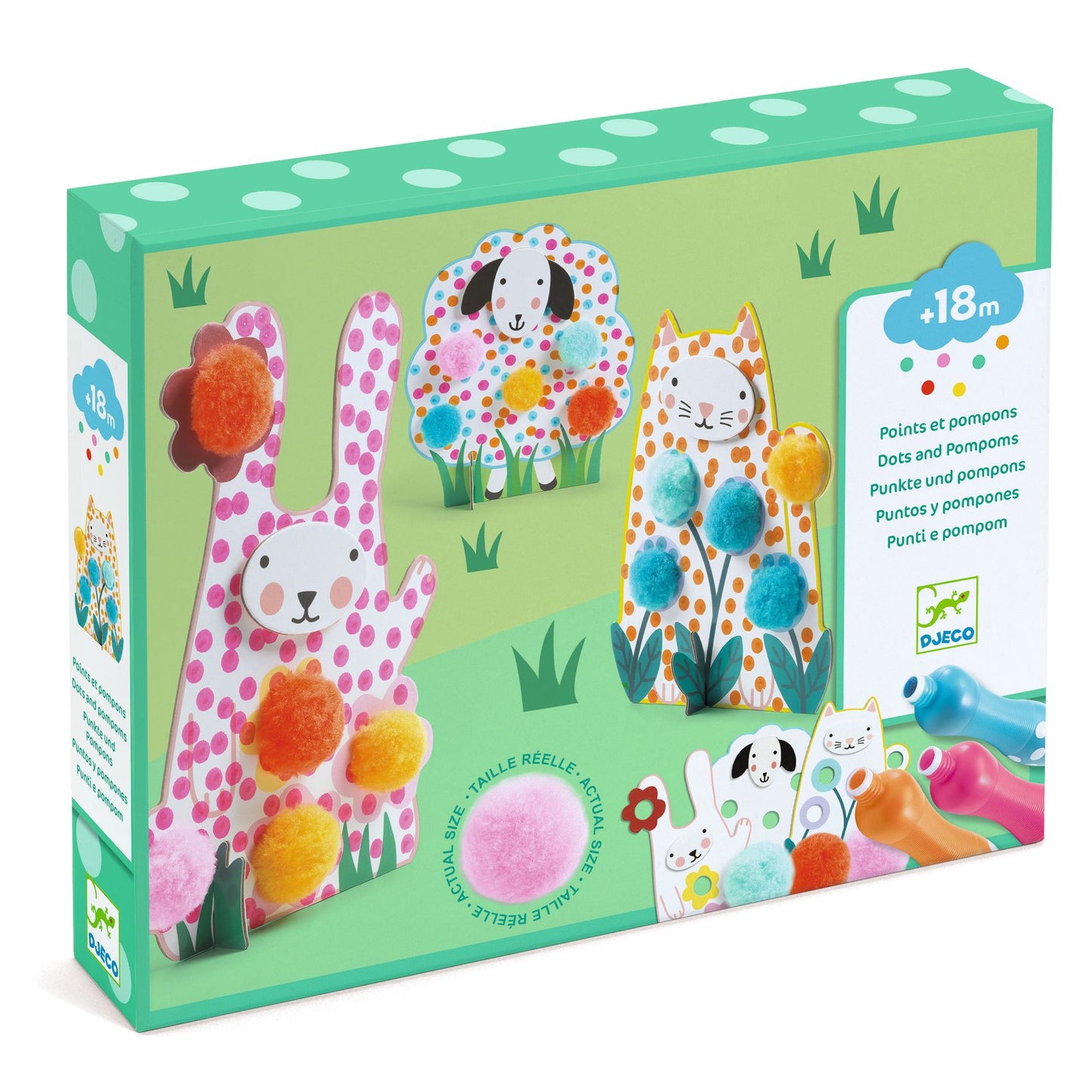 Punti e Pompon Nell'Erba Djeco - kit creativo per bambini piccoli