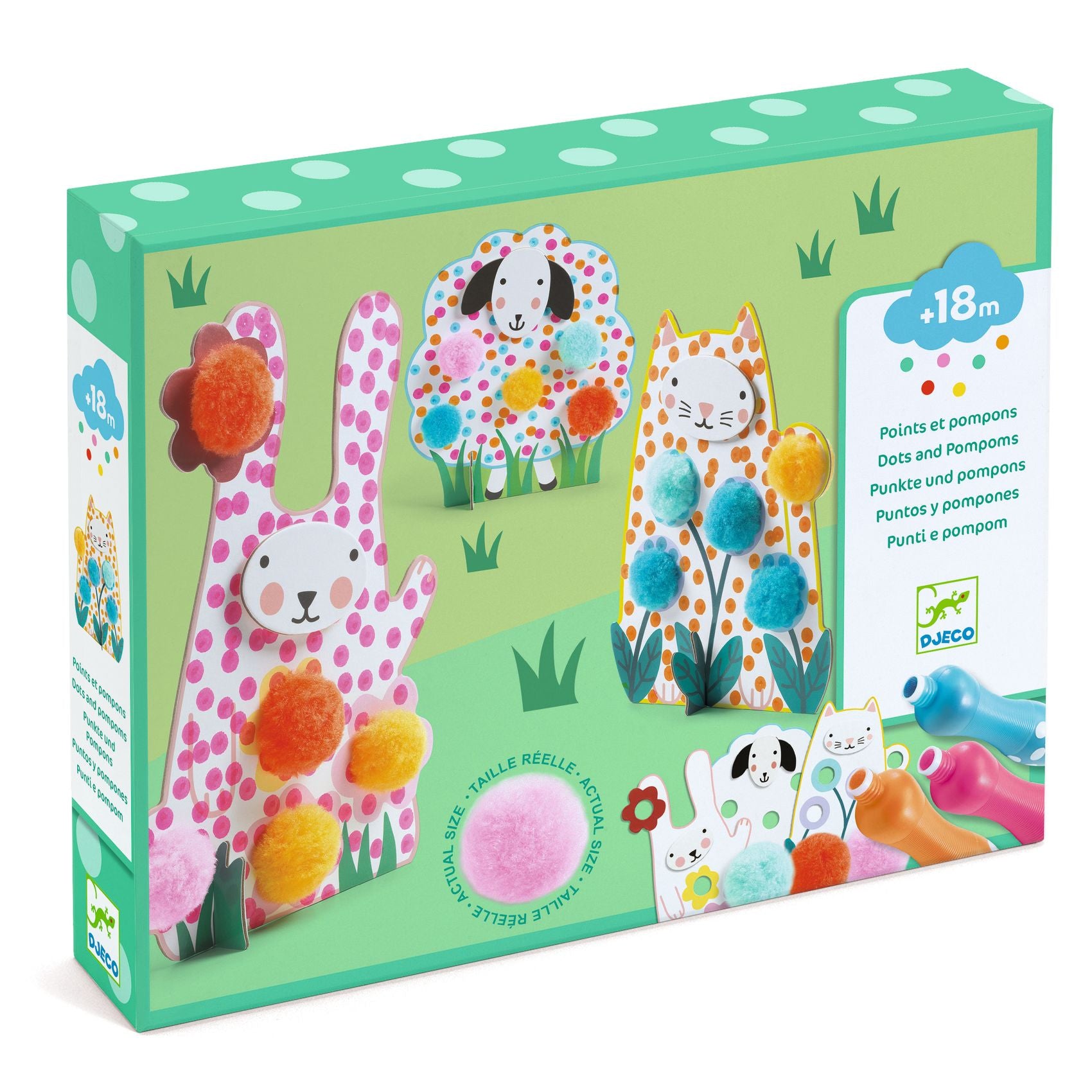 Punti e Pompon Nell'Erba Djeco - kit creativo per bambini piccoli