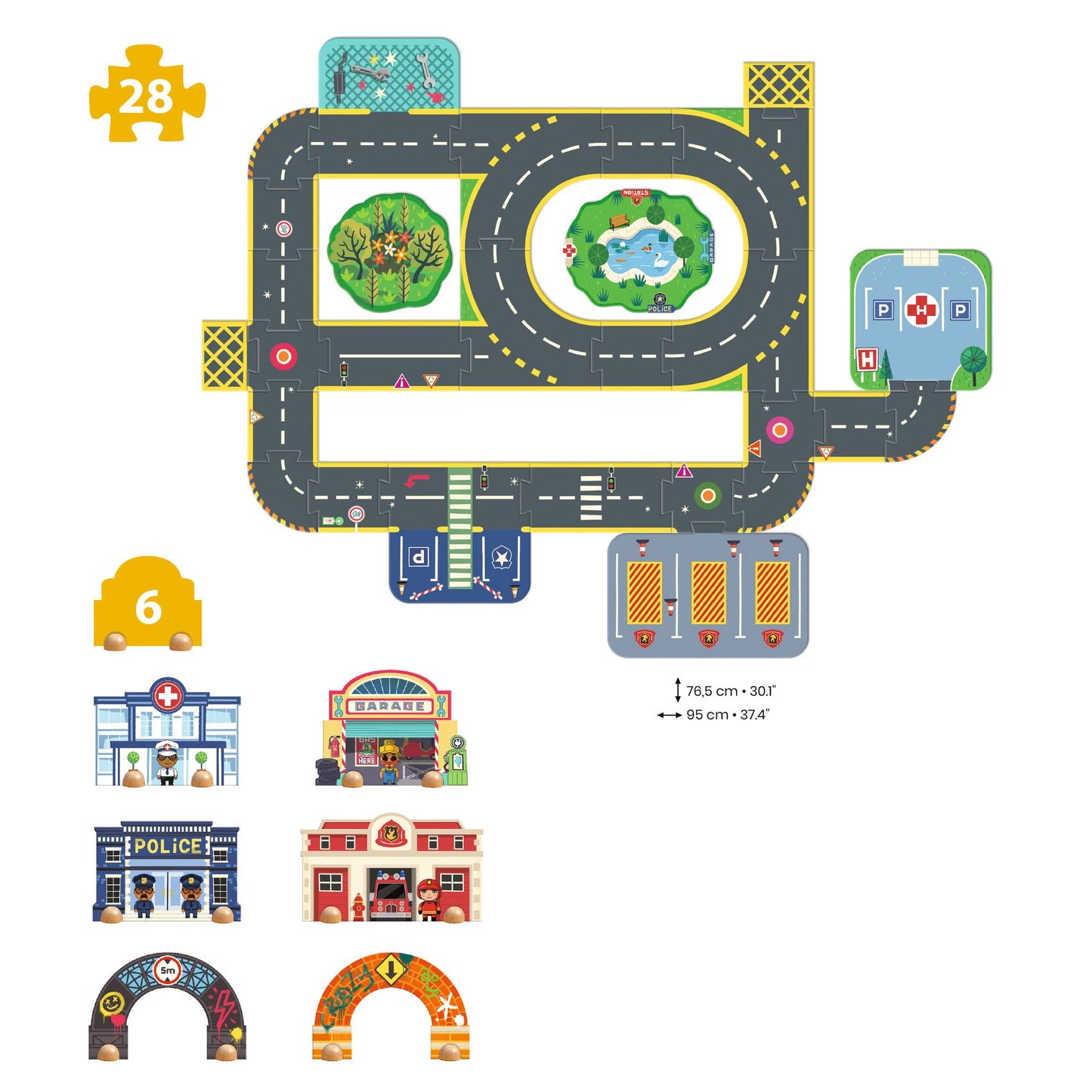 Crazy Motors - Pista Circuito Puzzle Città Gigante