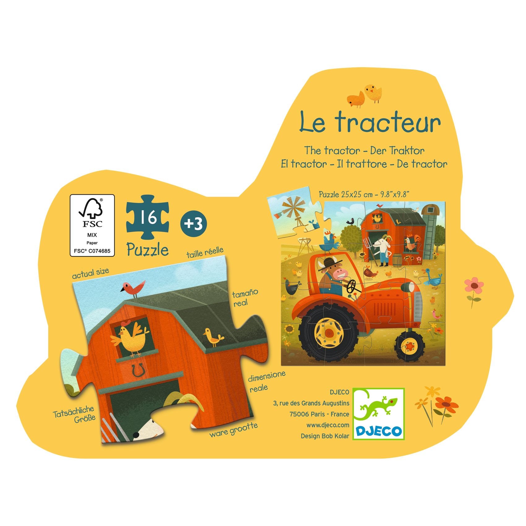 Puzzle silhouette Il Trattore Djeco retro confezione