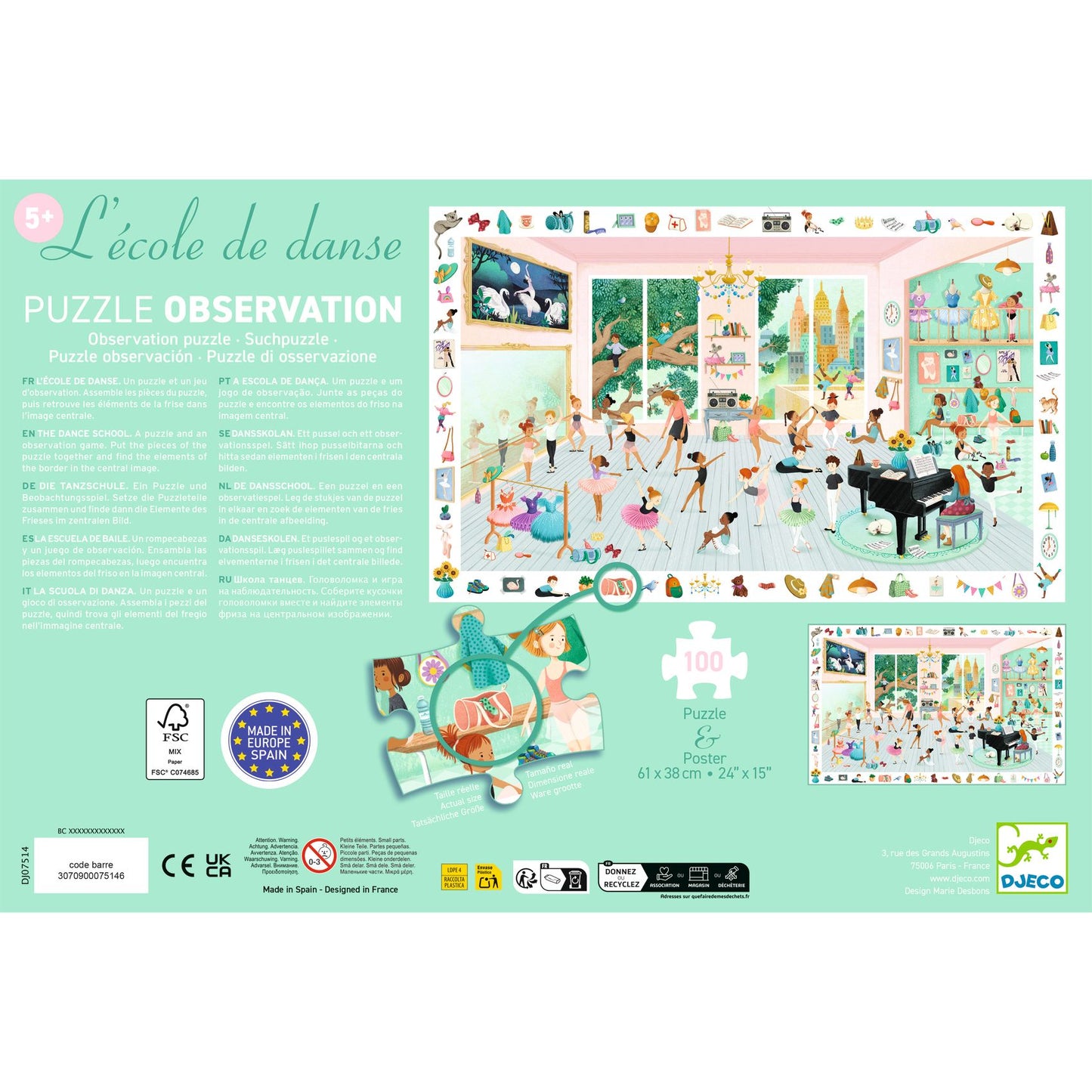 Puzzle Observation Scuola di Danza Djeco - retro confezione