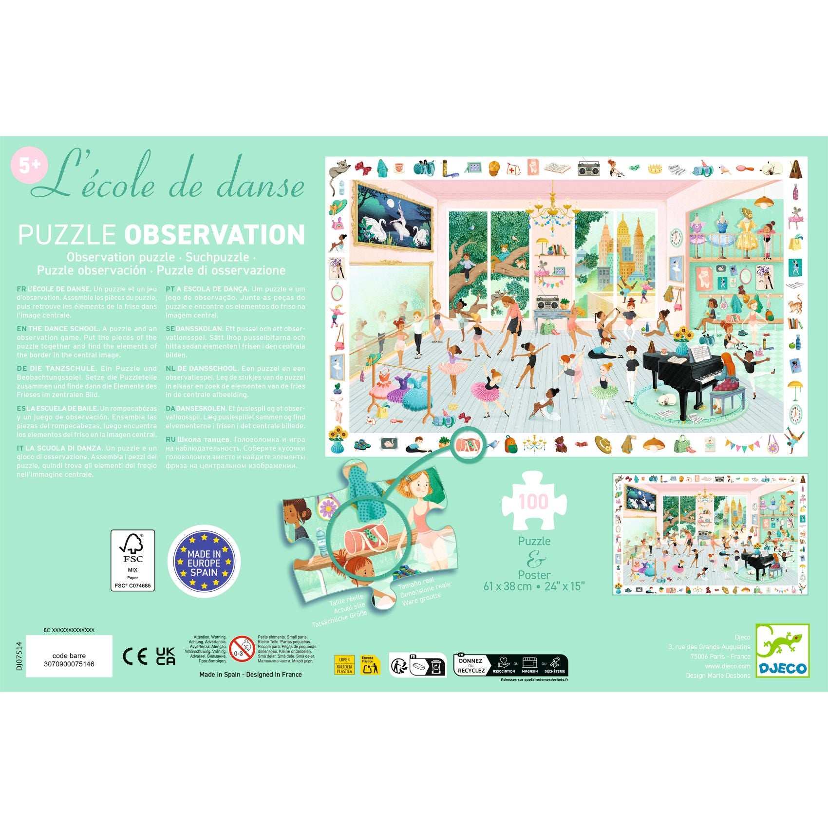 Puzzle Observation Scuola di Danza Djeco - retro confezione